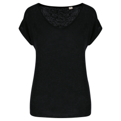 T-shirt col V en lin femme